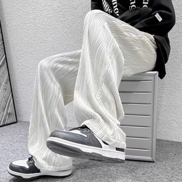 mens pants black white summer pleated fashion pocket wide leg streetwear full length casual thin straight 230724
mens pants black white summer pleated fashion pocket wide leg streetwear full length casual thin straight 230724