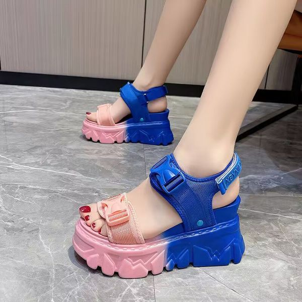 new summer sandals fashion muffin thick sole color matching personality comfortable lightweight increase fairy wind women's shoes, Black
new summer sandals fashion muffin thick sole color matching personality comfortable lightweight increase fairy wind women's shoes, Black