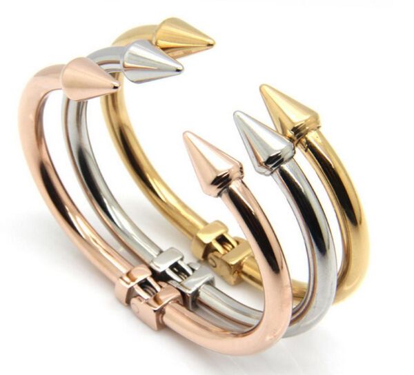 58mm43mm nail design womens bracelets punk stainless steel cuff bangle for gift silvergoldrose gold three tone5139710, Black
58mm43mm nail design womens bracelets punk stainless steel cuff bangle for gift silvergoldrose gold three tone5139710, Black