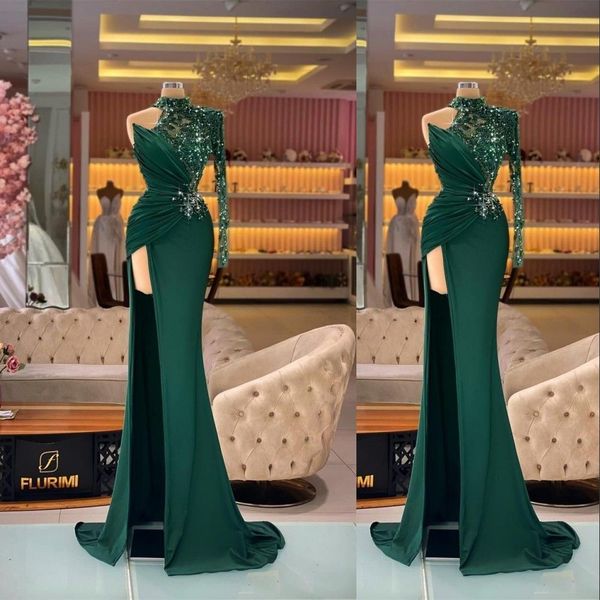 2023 evening dresses wear dark green high neck illusion crystal beads long sleeve side split mermaid prom party gowns special occasion illus, Black;red
2023 evening dresses wear dark green high neck illusion crystal beads long sleeve side split mermaid prom party gowns special occasion illus, Black;red