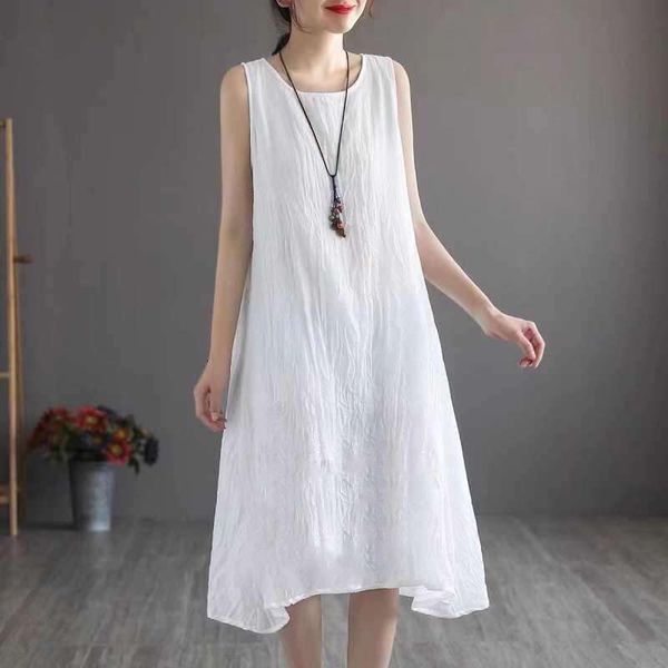 summer sleeveless cotton linen dress pure color tank retro artistic l mid length for women in, Black;gray
summer sleeveless cotton linen dress pure color tank retro artistic l mid length for women in, Black;gray