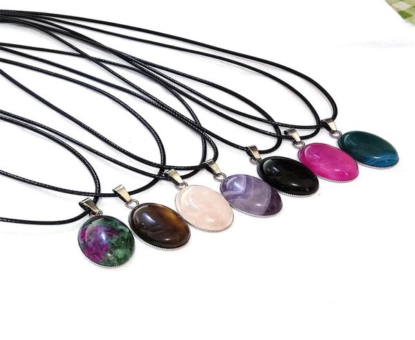 oval reiki stones turquoise pink quartz charms pendant leather necklace for women men gift accessories7247589, Silver
oval reiki stones turquoise pink quartz charms pendant leather necklace for women men gift accessories7247589, Silver