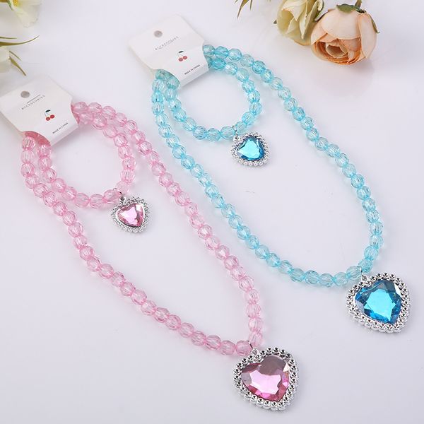 round bead chain cartoon jewelry heart shaped necklace bracelet set independent packaging necklace, Silver
round bead chain cartoon jewelry heart shaped necklace bracelet set independent packaging necklace, Silver