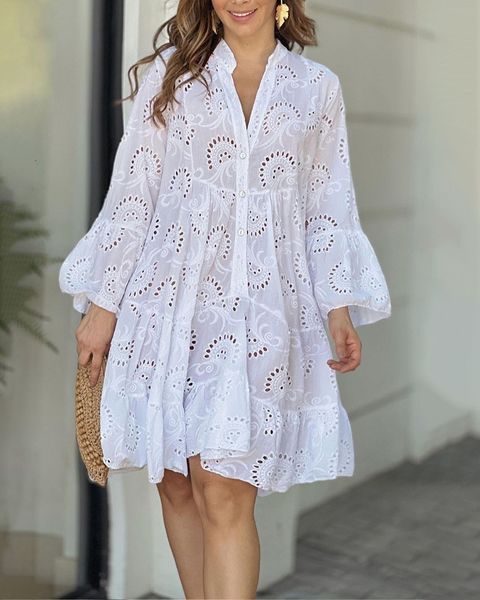 basic casual dresses summer elegant vintage solid lace dress vneck loose hollow out pattern embroidery vestido beach mini 230724, Black;gray
basic casual dresses summer elegant vintage solid lace dress vneck loose hollow out pattern embroidery vestido beach mini 230724, Black;gray