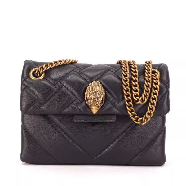 kurt geiger women's fashion leather small clamshell handbag chain crossbody bag messenger bag