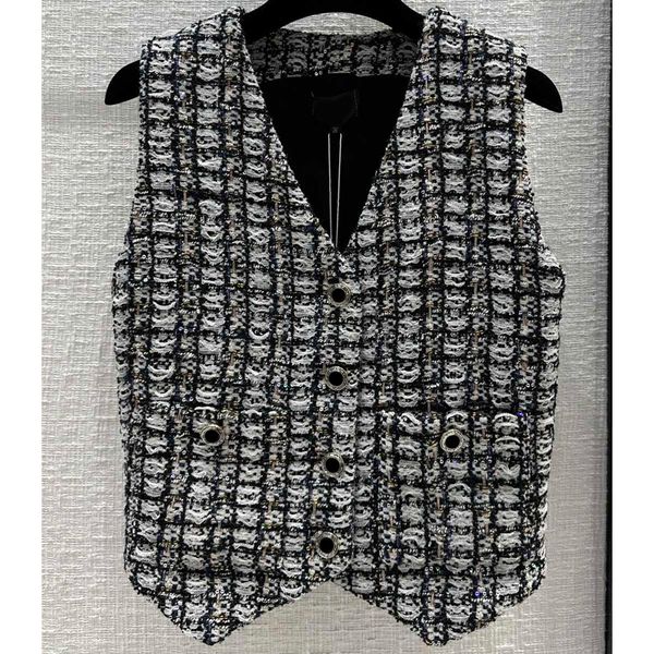 7.25 fashion v-neck plaid sequins single breasted tweed short women's vests, Black;white
7.25 fashion v-neck plaid sequins single breasted tweed short women's vests, Black;white