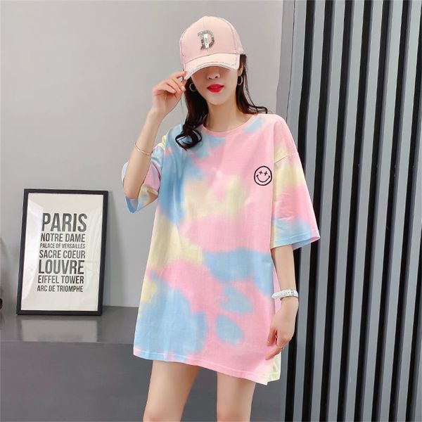 women's tshirt kawaii tie dyed multicolor loose hiphop girls summer tees harajuku oversized sweet cool vintage short sleeve t shirt 23, White
women's tshirt kawaii tie dyed multicolor loose hiphop girls summer tees harajuku oversized sweet cool vintage short sleeve t shirt 23, White
