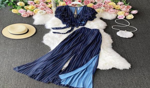 2021 blue striped crop long pant two piece set women summer backless knotted wide leg pants party 2 piece sets3054933, White
2021 blue striped crop long pant two piece set women summer backless knotted wide leg pants party 2 piece sets3054933, White