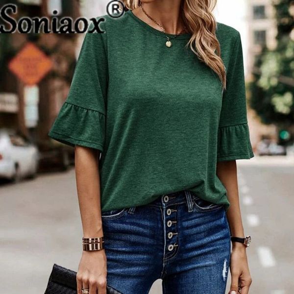 womens tshirt elegant back singlebreasted splicing tshirt sensible style female fashion ruffle sleeve round neck tees 230724, White
womens tshirt elegant back singlebreasted splicing tshirt sensible style female fashion ruffle sleeve round neck tees 230724, White