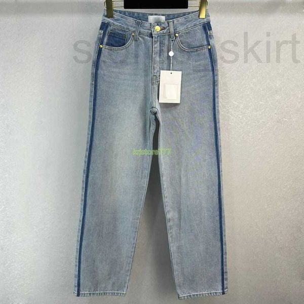 women's jeans designer pants with letter buttons girls new cotton vintage high end milan runway brand casual outwear denim contrast col, Blue
women's jeans designer pants with letter buttons girls new cotton vintage high end milan runway brand casual outwear denim contrast col, Blue
