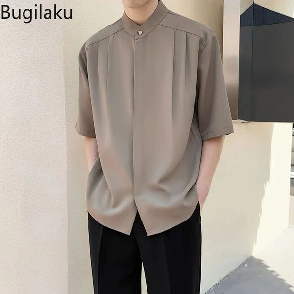 men's casual shirts bugilaku shirt for men's summer thin style solid color minimalist trend with half sleeves on 230724, White;black
men's casual shirts bugilaku shirt for men's summer thin style solid color minimalist trend with half sleeves on 230724, White;black
