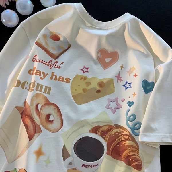 women's tshirt fun toast bread printing oneck shortsleeved tshirt women summer couple wild loose letter y2k harajuku 2023 230724, White
women's tshirt fun toast bread printing oneck shortsleeved tshirt women summer couple wild loose letter y2k harajuku 2023 230724, White