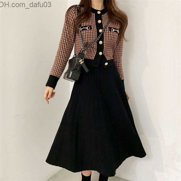 two piece dress two piece dress autumn winter knitted suit women elegant plaid single breasted short cardigan alin pleated skirt sets outfit, White
two piece dress two piece dress autumn winter knitted suit women elegant plaid single breasted short cardigan alin pleated skirt sets outfit, White