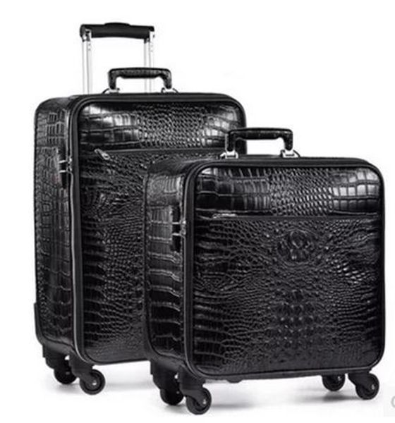 grade brown canvas coatedreal leather rolling luggage fashion designer travel suitcase pegasse fre trunk box case crocdile material ankl, Black;red
grade brown canvas coatedreal leather rolling luggage fashion designer travel suitcase pegasse fre trunk box case crocdile material ankl, Black;red