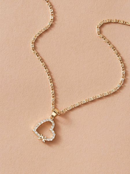 women's accessories 1pc rhinestone decor heart charm necklace, Golden;silver
women's accessories 1pc rhinestone decor heart charm necklace, Golden;silver