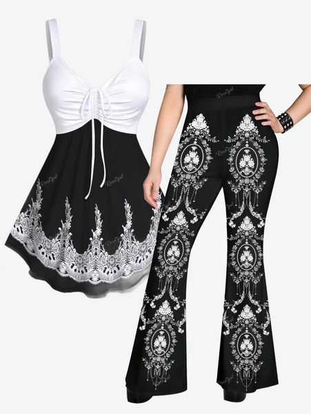 womens two piece pants rosegal gothic printed flare or cinched tank flower branch tassel lace casual sleeveless vest for women 230724, White
womens two piece pants rosegal gothic printed flare or cinched tank flower branch tassel lace casual sleeveless vest for women 230724, White