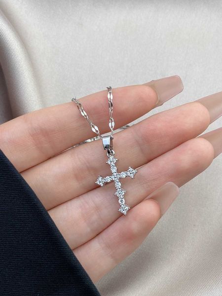 women's accessories 1pc rhinestone cross charm necklace stainless steel jewelry, Golden;silver
women's accessories 1pc rhinestone cross charm necklace stainless steel jewelry, Golden;silver