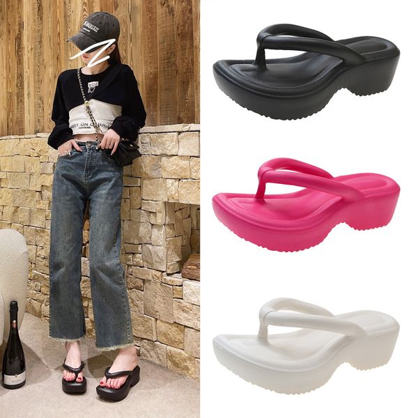 thick soled eva slippers womens summer fashion feeling of cloud soft korean platform heels wear slip proof flip flops sandal, Black
thick soled eva slippers womens summer fashion feeling of cloud soft korean platform heels wear slip proof flip flops sandal, Black