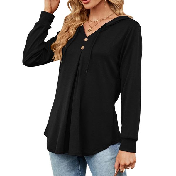 womens hoodies sweatshirts autumn solid color long sleeve vneck spliced button loose hooded fashion casual simplicity office lady pullover 2, Black
womens hoodies sweatshirts autumn solid color long sleeve vneck spliced button loose hooded fashion casual simplicity office lady pullover 2, Black