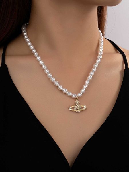 women's accessories 1pc rhinestone planet charm faux pearl decor pendant necklace, Silver
women's accessories 1pc rhinestone planet charm faux pearl decor pendant necklace, Silver