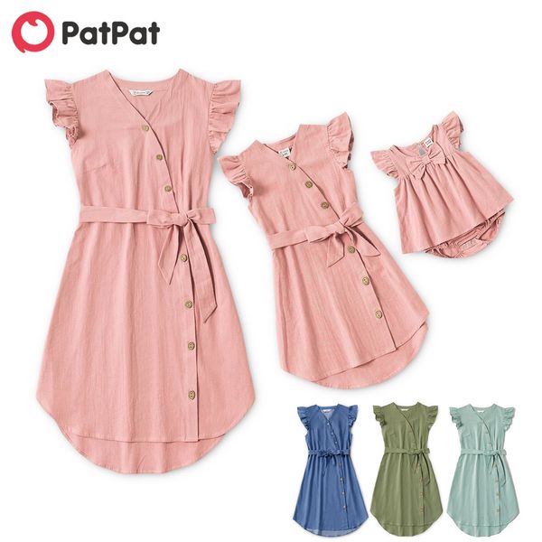 family matching outfits patpat 100 cotton solid flutter sleeve green pink armygreen midi dress mother kids look clothes 230724, Blue
family matching outfits patpat 100 cotton solid flutter sleeve green pink armygreen midi dress mother kids look clothes 230724, Blue