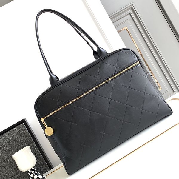 Image of Best Quality Designer Bag Luxury Women Bowling Tote Bags White Black Calfskin Leather Shoulder Bags Big Space Travel Purse