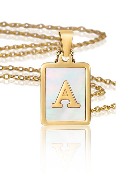 stainless steel shell letter necklace women's square titanium steel initial english alphabet pendant sweater clothing chain please note, Silver
stainless steel shell letter necklace women's square titanium steel initial english alphabet pendant sweater clothing chain please note, Silver