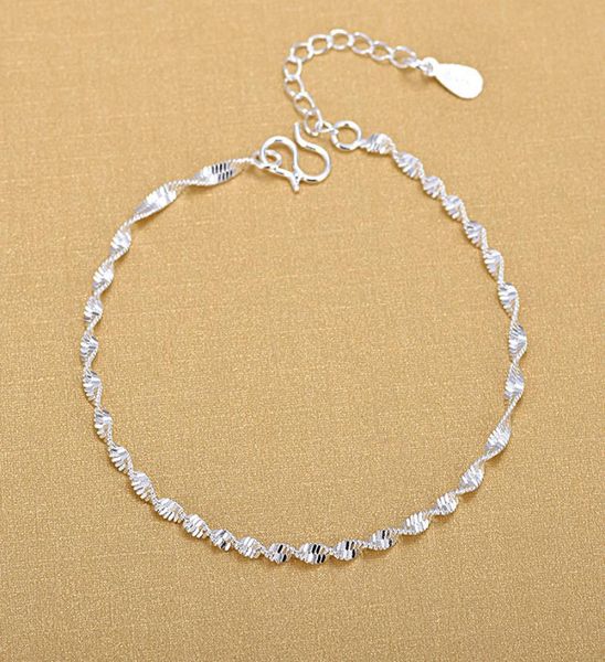 925 sterling silver fashion simple elegant ed link chain bracelets jewelry for woman wave anklet gifts3924999, Black
925 sterling silver fashion simple elegant ed link chain bracelets jewelry for woman wave anklet gifts3924999, Black