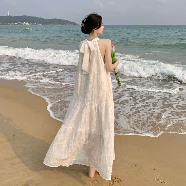 french white halter lace dress for women high end summer seaside holiday retro, Black;gray
french white halter lace dress for women high end summer seaside holiday retro, Black;gray