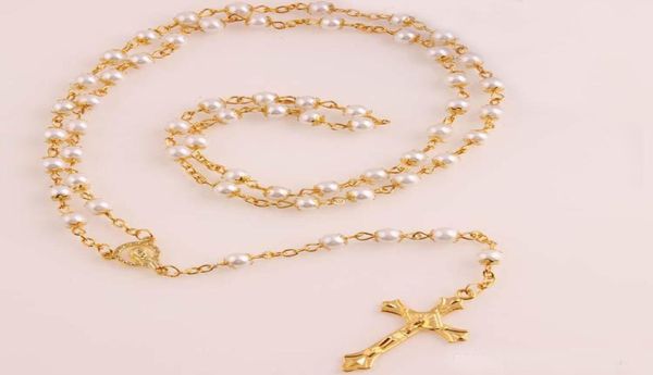 white pearl necklace gold rosary bead chain religious jesus cross necklace for women 6mm promotion new 6522816, Silver
white pearl necklace gold rosary bead chain religious jesus cross necklace for women 6mm promotion new 6522816, Silver