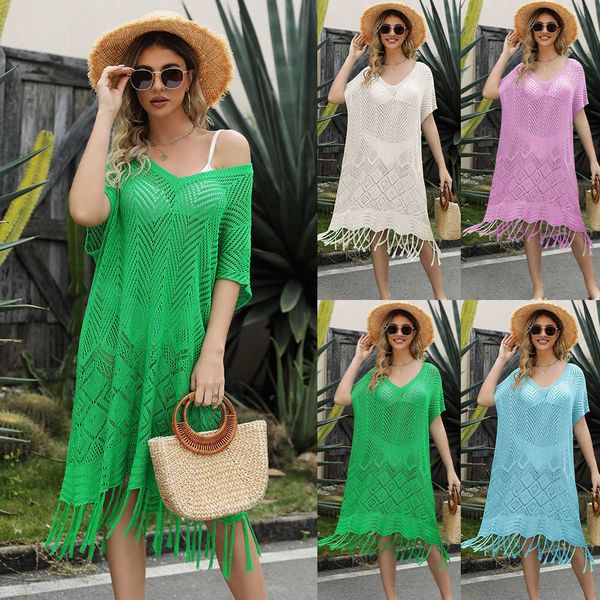 2023 summer new women's solid color tassel hollow out knit loose large beach skirt, Black;gray
2023 summer new women's solid color tassel hollow out knit loose large beach skirt, Black;gray