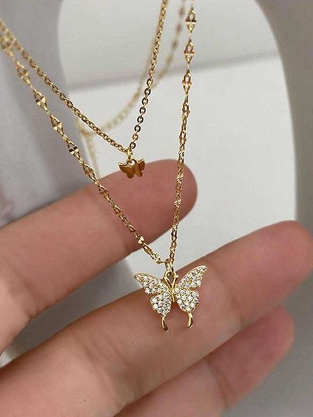 women's accessories 1pc double layer rhinestone butterfly pendant choker necklace women jewelry, Silver
women's accessories 1pc double layer rhinestone butterfly pendant choker necklace women jewelry, Silver