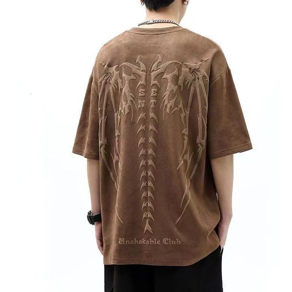 men's casual shirts american retro printed suede shortsleeved tshirt men summer loose couple trend y2k 230724, White;black
men's casual shirts american retro printed suede shortsleeved tshirt men summer loose couple trend y2k 230724, White;black