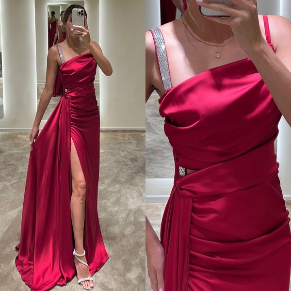 red formal evening dresses sequins straps party prom dress pleats split formal long dress for red carpet special occasion, Black;red
red formal evening dresses sequins straps party prom dress pleats split formal long dress for red carpet special occasion, Black;red