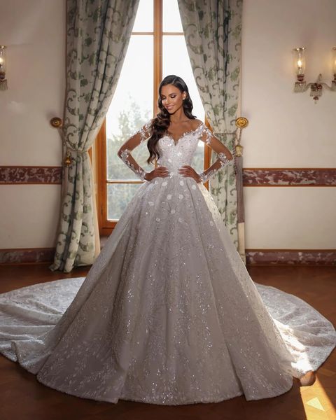 elegant ball gown wedding dresses long sleeves v neck sequins applique ruffles zipper diamonds beads 3d flowers plus size bridal gowns custo, White
elegant ball gown wedding dresses long sleeves v neck sequins applique ruffles zipper diamonds beads 3d flowers plus size bridal gowns custo, White