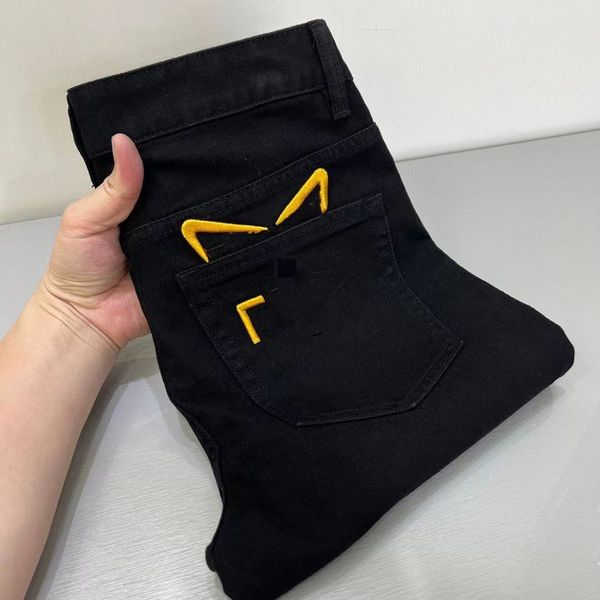 designer luxury men's jeans solid color black letter line patch printed motorcycle vintage color stretch casual pants, Blue
designer luxury men's jeans solid color black letter line patch printed motorcycle vintage color stretch casual pants, Blue