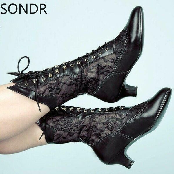 boots women victorian pointed toe mid-calf boots leather lace hollow out punk lace up strange high heel shoes plus size 230724, Black
boots women victorian pointed toe mid-calf boots leather lace hollow out punk lace up strange high heel shoes plus size 230724, Black