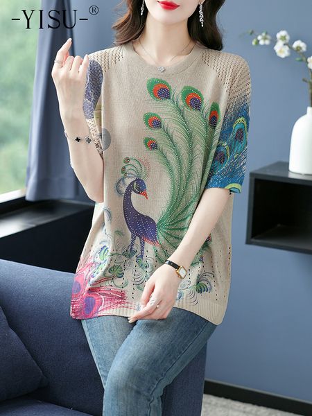 women's sweaters yisu 2023 summer women knitted tshirt animal print short sleeve jumper loose casual pullove fashion 230724, White;black
women's sweaters yisu 2023 summer women knitted tshirt animal print short sleeve jumper loose casual pullove fashion 230724, White;black