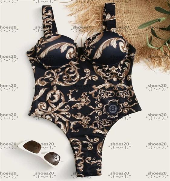 

retro print swimwear hipster padded push up women039s onepiece swimsuits outdoor beach swimming bandage travel vacation wear3751584