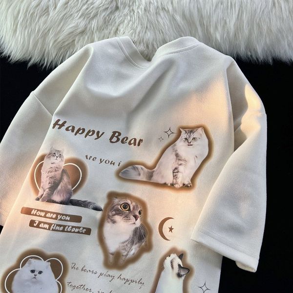 men's casual shirts american retro cartoon cat tshirt men and women summer loose design feeling niche lazy ins wind couple dress halfsl, White;black
men's casual shirts american retro cartoon cat tshirt men and women summer loose design feeling niche lazy ins wind couple dress halfsl, White;black