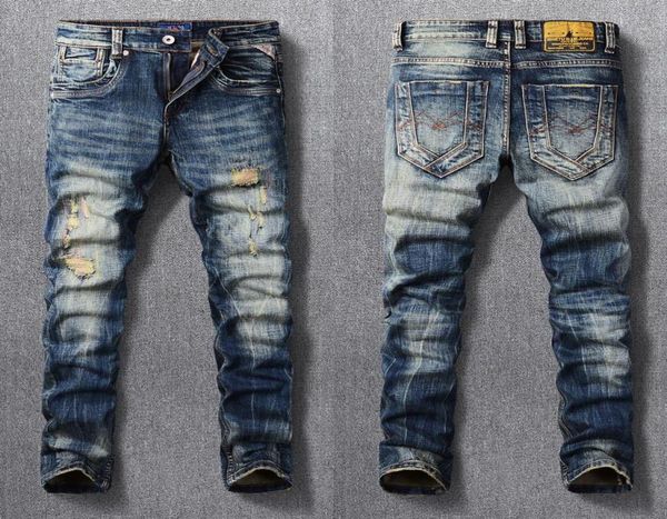 men039s jeans ly vintage fashion men retro blue elastic slim fit ripped embroidery designer casual denim pants5076837
men039s jeans ly vintage fashion men retro blue elastic slim fit ripped embroidery designer casual denim pants5076837