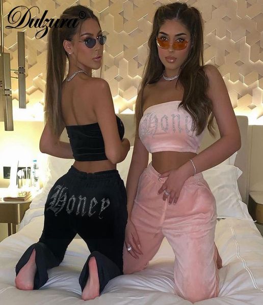 dulzura velvet rhine letter print women two piece set tube crop high waist wide leg pants tracksuit sporty summer3578611, Gray
dulzura velvet rhine letter print women two piece set tube crop high waist wide leg pants tracksuit sporty summer3578611, Gray