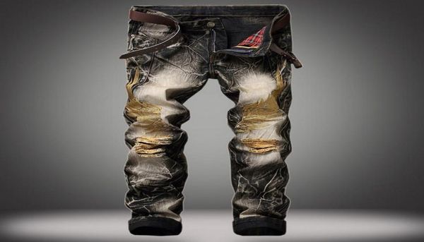 vintage man brand jeans nouveau mode lancinate pantalon embroidered golden wings fear black ripped large size 28429646887, Blue
vintage man brand jeans nouveau mode lancinate pantalon embroidered golden wings fear black ripped large size 28429646887, Blue