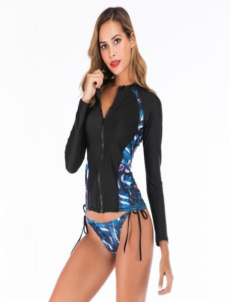 women two pieces long sleeve zipper rashguard swimsuit print swimwear surfing hiking shirt rash guard upf50+6138765, White;black
women two pieces long sleeve zipper rashguard swimsuit print swimwear surfing hiking shirt rash guard upf50+6138765, White;black