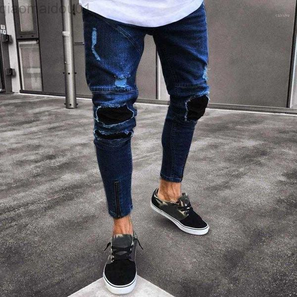 men's jeans men's jeans men slim biker zipper denim pants skinny frayed distressed rip trousers length sports spring and summer l2, Blue
men's jeans men's jeans men slim biker zipper denim pants skinny frayed distressed rip trousers length sports spring and summer l2, Blue