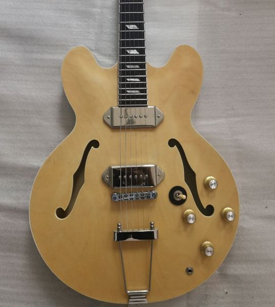 john lennon revolution casino natural maple es jazz electric guitar semi hollow body, double f hole, metal trapeze tailpiece, vintage tuners
john lennon revolution casino natural maple es jazz electric guitar semi hollow body, double f hole, metal trapeze tailpiece, vintage tuners