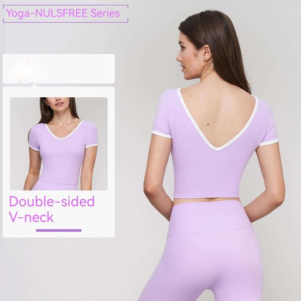 lu-66 nude short sleeve fake two piece t-shirt double sided v-neck yoga short sleeve built-in chest pad short sports top
lu-66 nude short sleeve fake two piece t-shirt double sided v-neck yoga short sleeve built-in chest pad short sports top