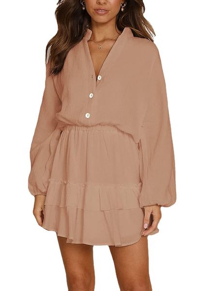 short sleeve dresses designer dress womens clothing skirt long sleeve lantern sleeve v-neck button ruffled layering solid color swing mini d, Black;gray
short sleeve dresses designer dress womens clothing skirt long sleeve lantern sleeve v-neck button ruffled layering solid color swing mini d, Black;gray