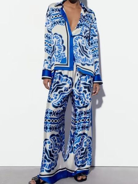 womens two piece pants kumsvag women summer satin 2pieces sets vintage print loose shirts and trousers female street suits clothing 230724, White
womens two piece pants kumsvag women summer satin 2pieces sets vintage print loose shirts and trousers female street suits clothing 230724, White