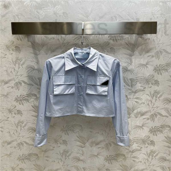 women's blouses & shirts designer cotton women girls vintage crop with triangle sign runway high end luxury brand loose dress long sle, White
women's blouses & shirts designer cotton women girls vintage crop with triangle sign runway high end luxury brand loose dress long sle, White